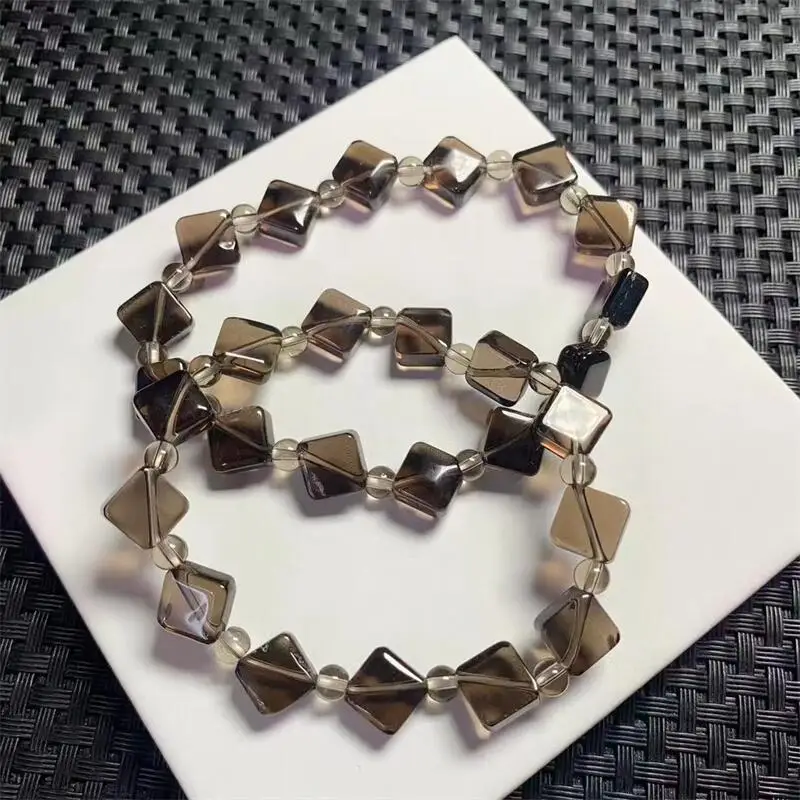 8MM Natural Smoky Quartz Bracelet Men Women Tea Brown Rock Crystal Healing Energy Bangles Yoga Meditation Jewelry Gifts 1PCS