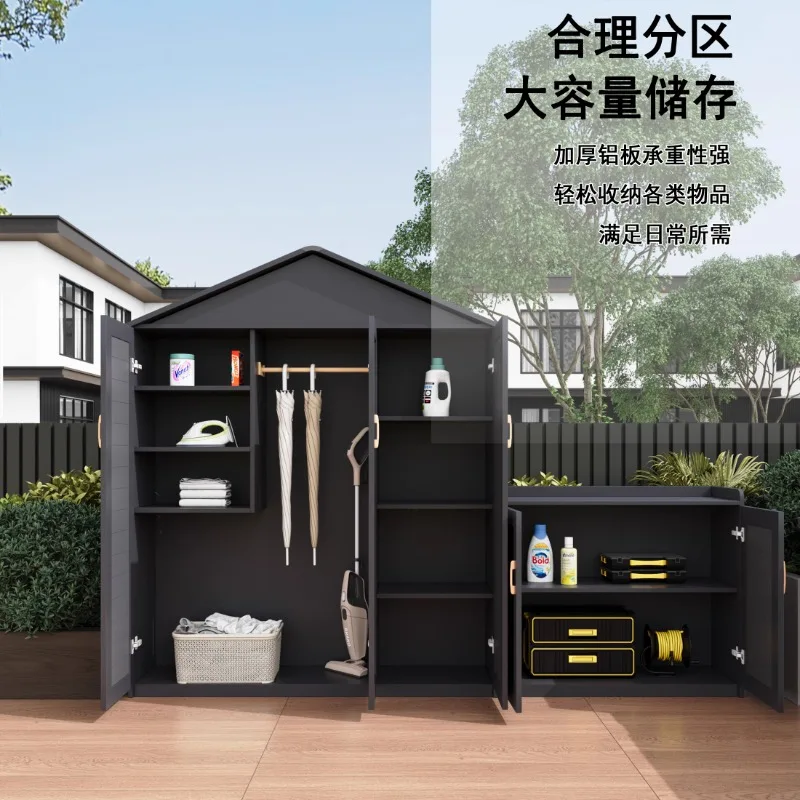 في الهواء الطلق سبائك الألومنيوم خزانة مقاوم للماء واقية من الشمس حديقة فناء شرفة غير نافذ للمطر خزانة خذاء خزانة خزانة متنوعة #3