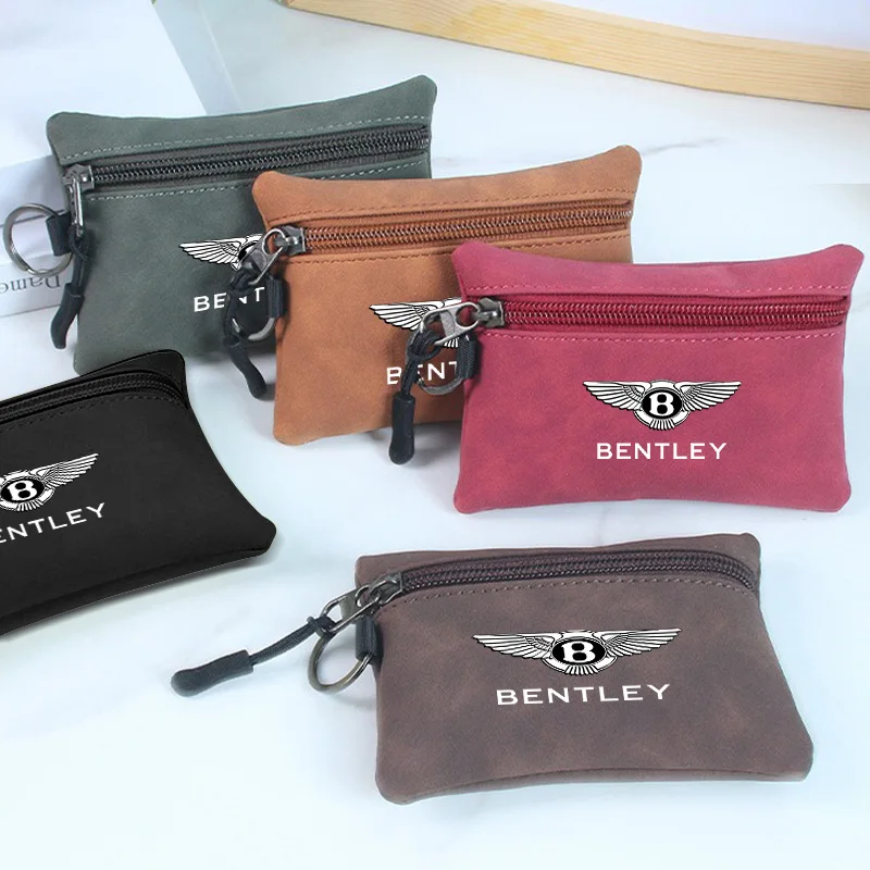 Bolsa portátil para llaves de coche de gamuza, carteras con cremallera, bolsas para tarjetas y monedas para Bentley Flying Spur Continental GT Bentayga Mulsanne, accesorios