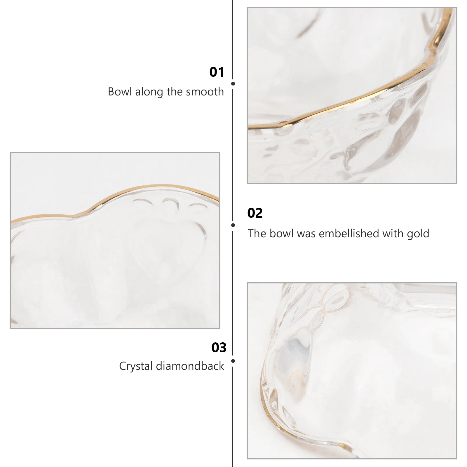 

1Pcs Glass Salad Serving Bowl Clear Material Suitable for Rice Noodles Dessert Fruit Kitchen Tableware