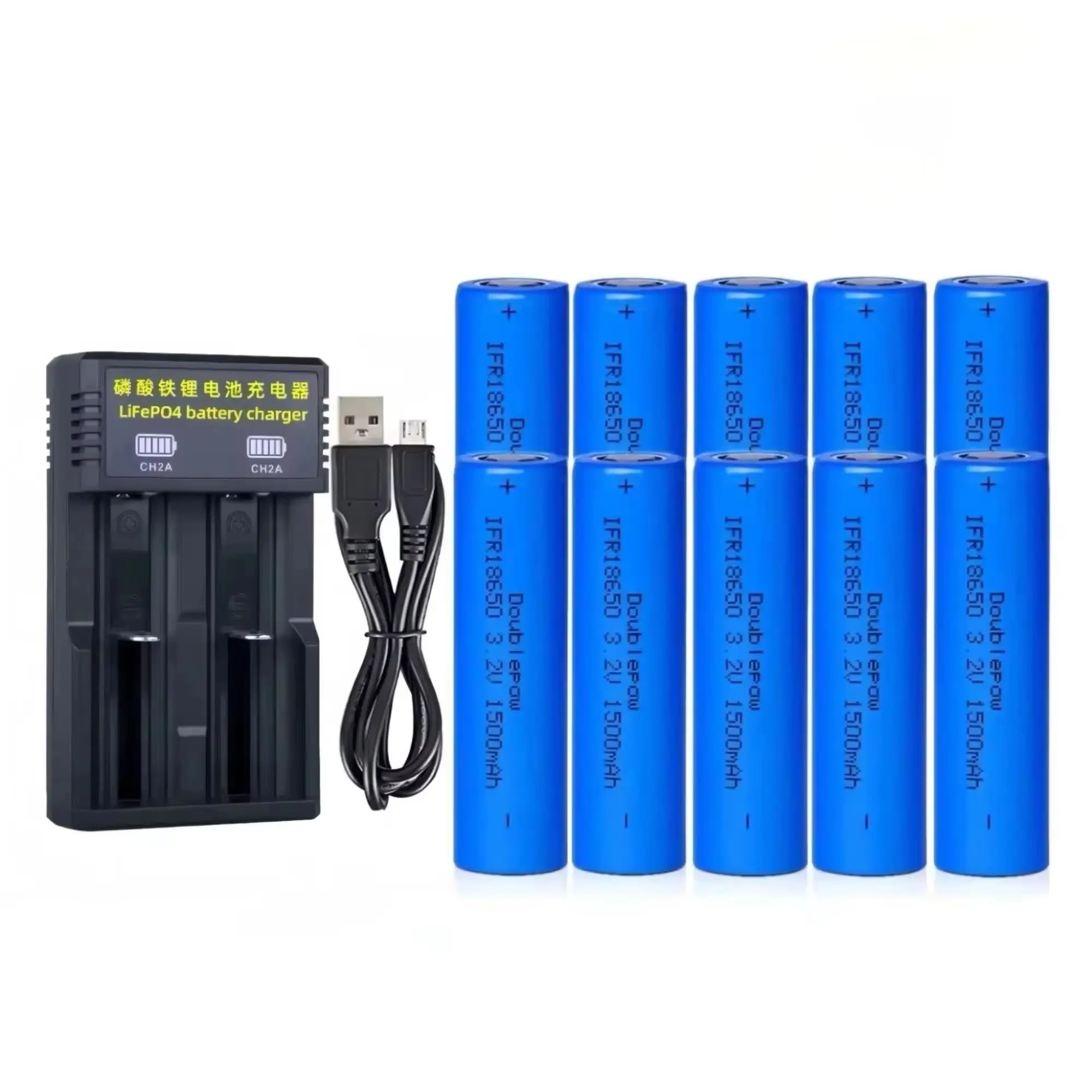 

10PCS 18650 LiFePO4 battery 3.2V 1500mAh LiFePO4 Battery Charger for LED lights Vacuum cleaner Beauty devices Oxygen pumps Fans