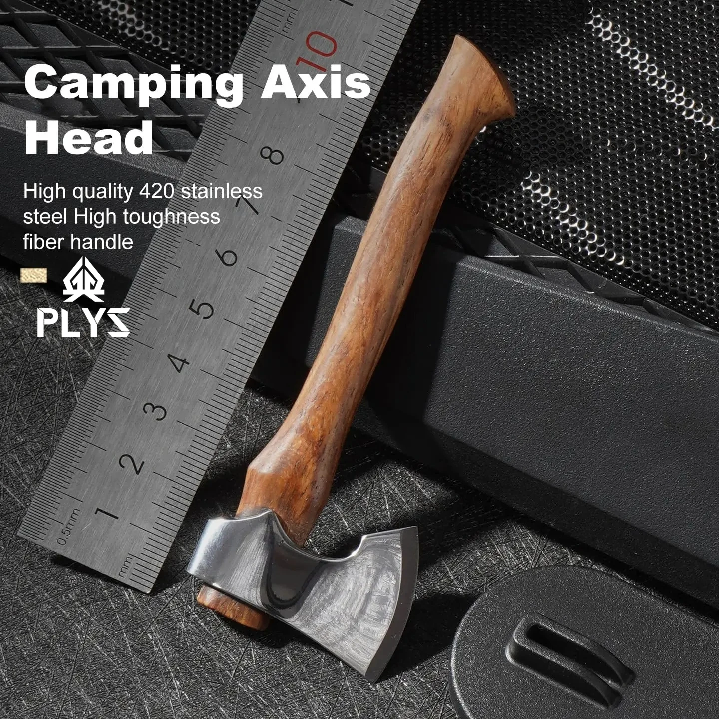 

Мини-сокира из нержавеющей стали с деревянной ручкой и подставкой для демонстрации EDC, инструмент с фиксированным лезвием для выживания на открытом воздухе в кемпинге