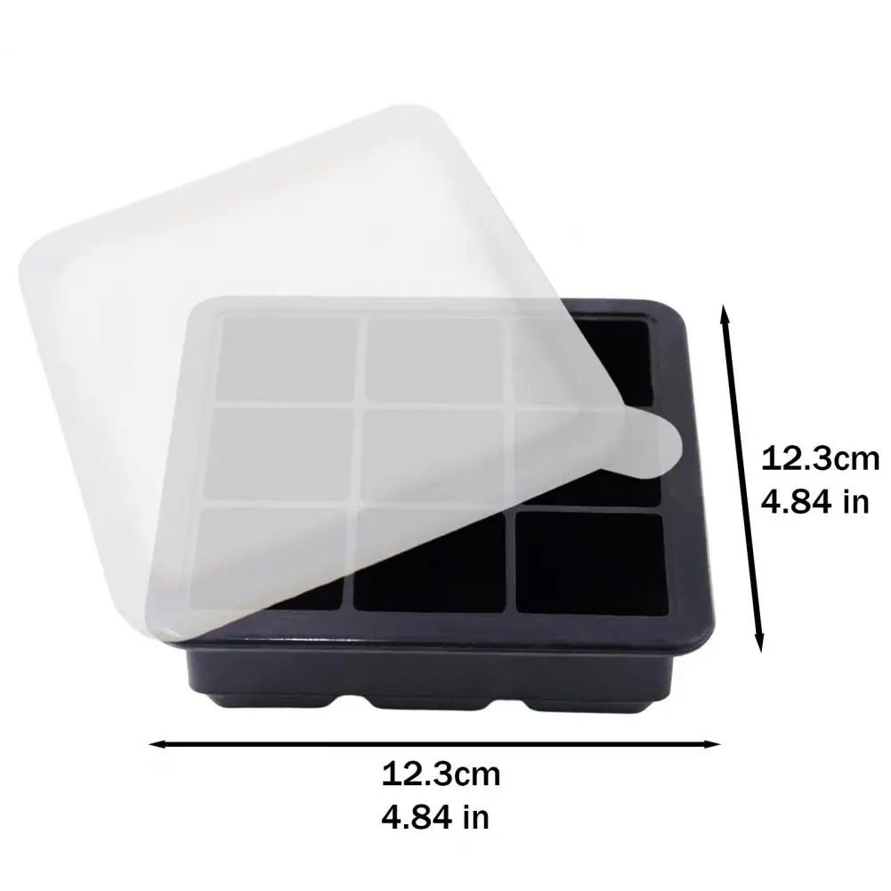 Silicone Ice Tray Silicone Ice Cube Mold with Lid 9-cavity Sphere Tray for Whiskey Cocktails Leak-proof Stackable Freezer Ice