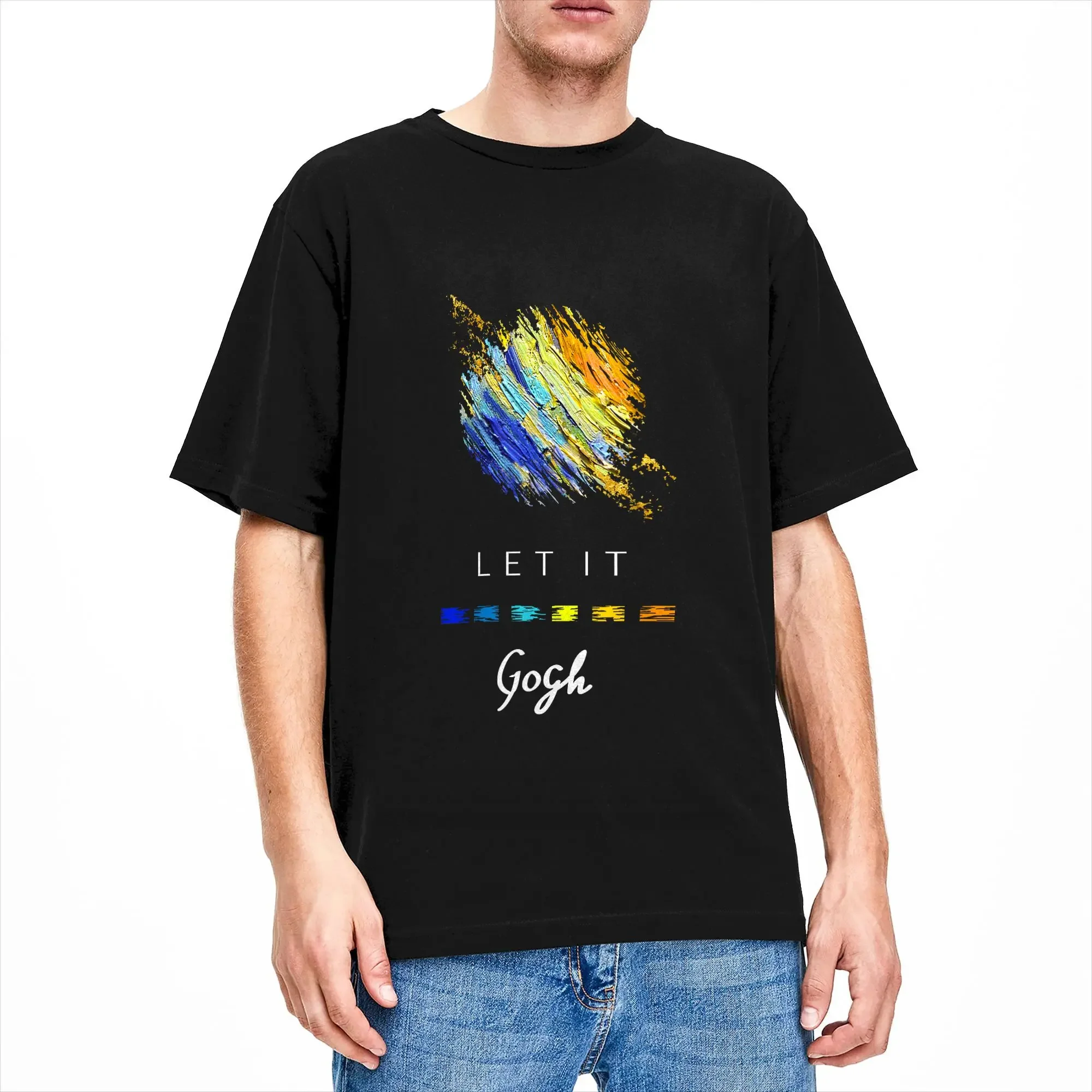 Vintage Let it Gogh 2026 Art T-Shirts Men O Neck Cotton T Shirt  Short Sleeve Tees New Arrival Clothing