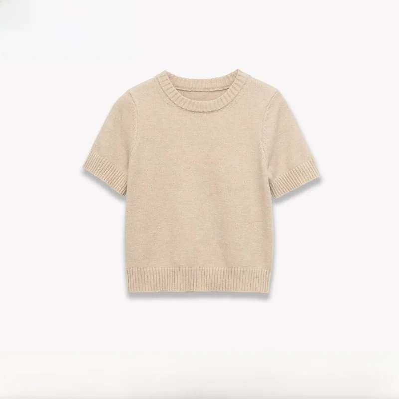 

Модный круглый повседневный вязаный свитер Ne, простой дизайн, уличная одежда ZR Sle, полиэфирное волокно, женский топ