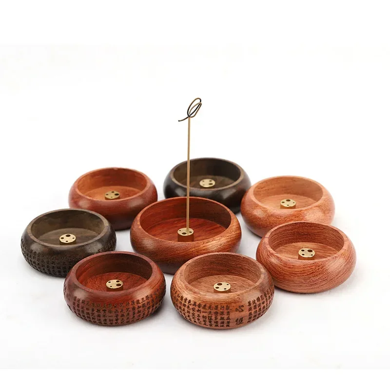 Incense Holder Circular Solid Wood Mini Incense Burner Indoor Fragrant Pear Porous Line Zen Incense Burner Home Fragrance