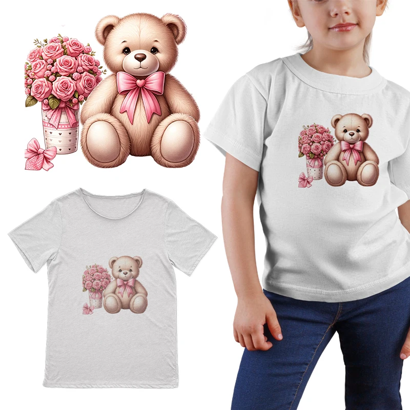 Cute cartoon candy Valentine's Day teddy bear Iron Transfer Clothes Transfer Dtf Ready to Press Heat Transfer Printing