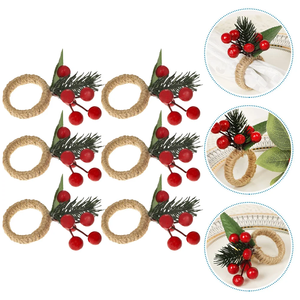 

Pine Cone Napkin Rings Decorative Xmas Serviette Buckle Party Berry Creative Buckles Simulation Berries Holders Garland