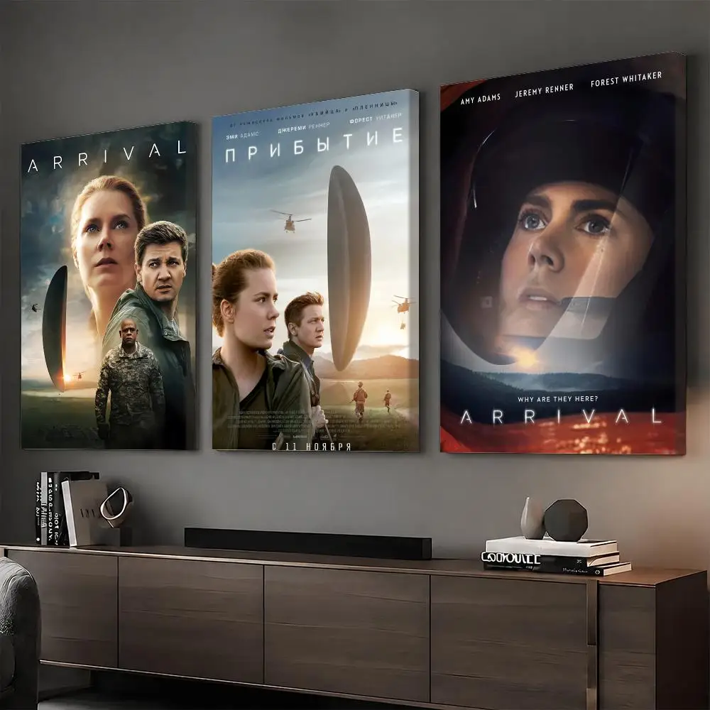 A-Arrival Science Fiction Movie Painting Calligraphy HD Canvas Print Poster Wall Art | Optional Frame | Modern Hallway Decor