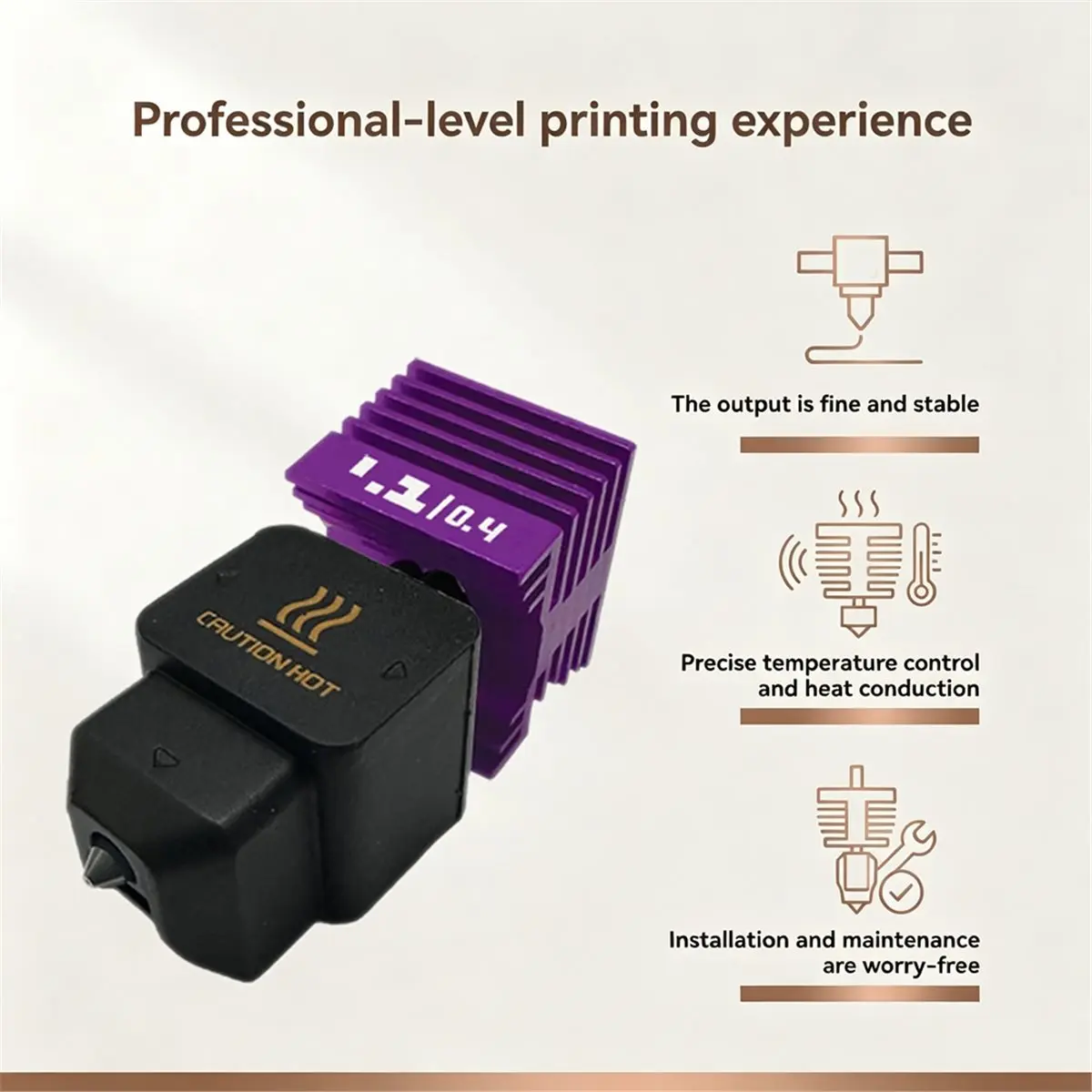 Integrated Coated Hotend 0.4mm Standard Kit for H2D / H2S / H2C 3D Printer Accessories