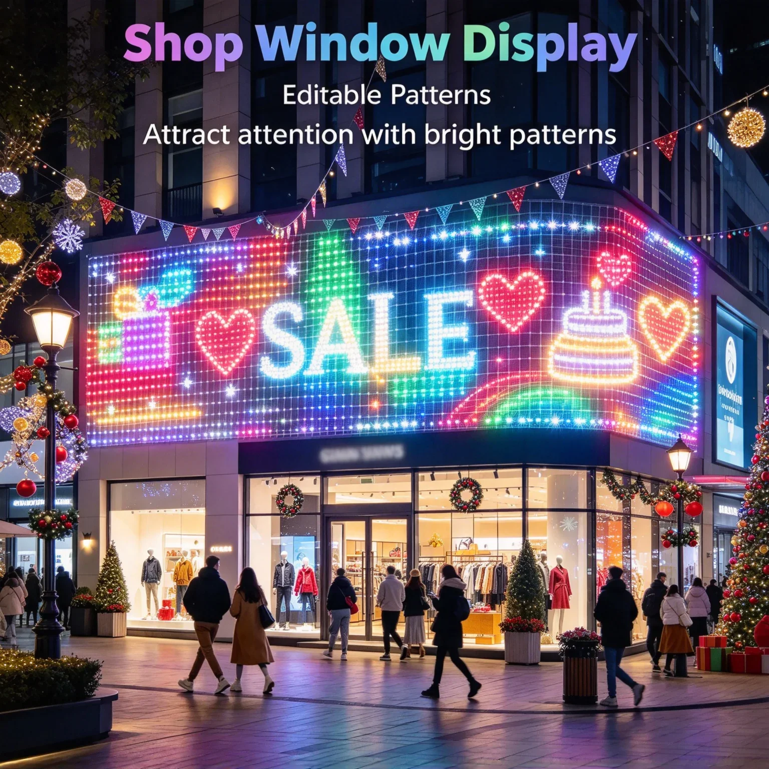 RGBIC LED Outdoor Net Lights Christmas Flexible Matrix Grid for Patio Pergolas Bush Wedding Party Holiday Decor Garden