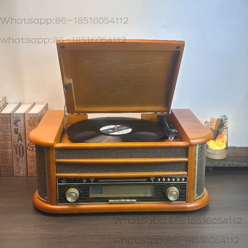 

Classic Retro Vinyl Record Player Nostalgic Record Player CD Tape Recording Multi-function Machine Bluetooth Speaker