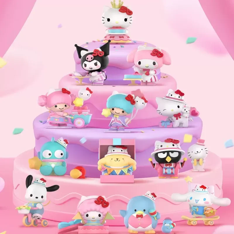 

Sanrio Family Hello Kitty 50th Anniversary Series Blind Box Mymelody Cinnamoroll Kuromi Pochacco Pom Pom Purin Kawaii Toy Model