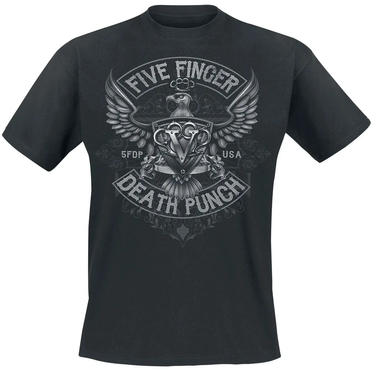 Eagle Shaped Badge Five Finger Death Punch Vintage Band T-Shirt Cotton Graphic Tee Men Women Summer Streetwear