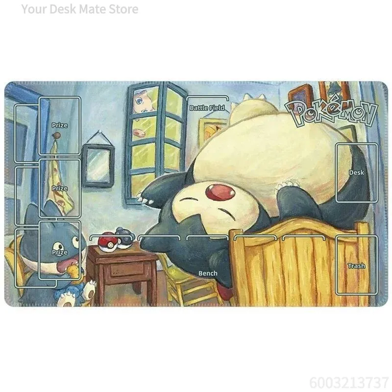 Classic Fusion Playmat With Printed Game Zones Non-slip Rubber Large Table Mat Oil Painting Style Cartoon Creature Card Game pad
