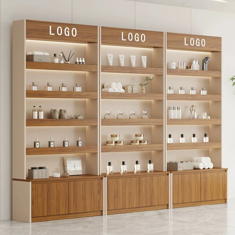 

Nordic High-end Cosmetic Display Cabinet Modern Beauty Salon Multi-layer Storage Rack Commercial Furniture أثاث مكتبات FYMC