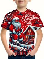 Children's Clothing Santa Claus 3D Print T-Shirts for Boys Short Sleeve Child T-Shirt Christmas Casual Girls Summer Clothes Tops