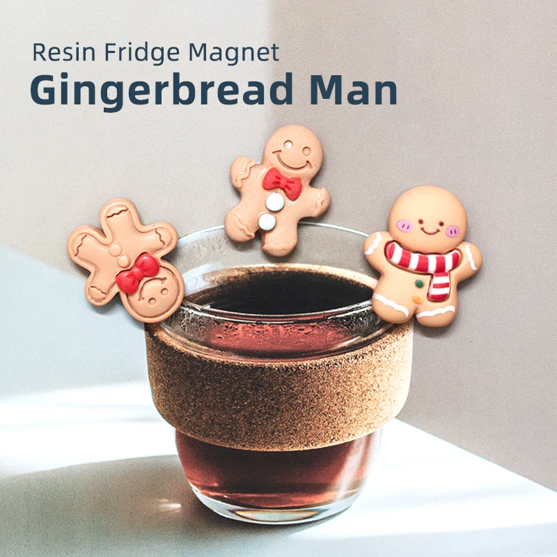 Gingerbread Man Fridge Magnet Resin 3D Funny Christmas Home Refrigerator Magnets Cookie Room Kitchen Decoration Whiteboard Gift