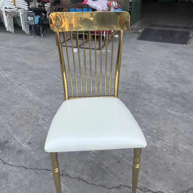New gold-white stainless steel banquet hotel wedding dining chairs