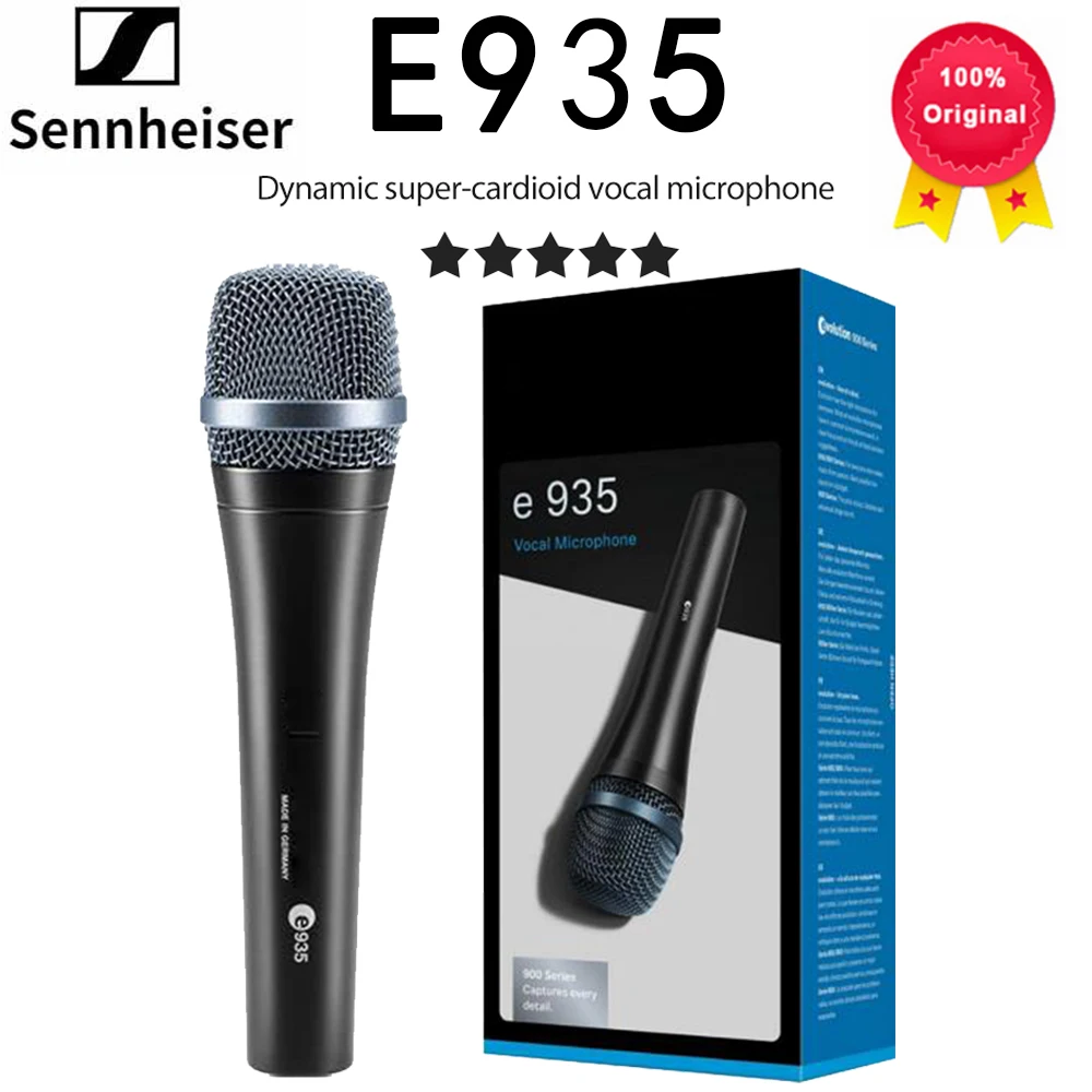 

Оригинальный ручной микрофон Sennheiser E935 для сцены, профессиональный динамический вокальный микрофон с кардиоидной диаграммой направленности, проводной.