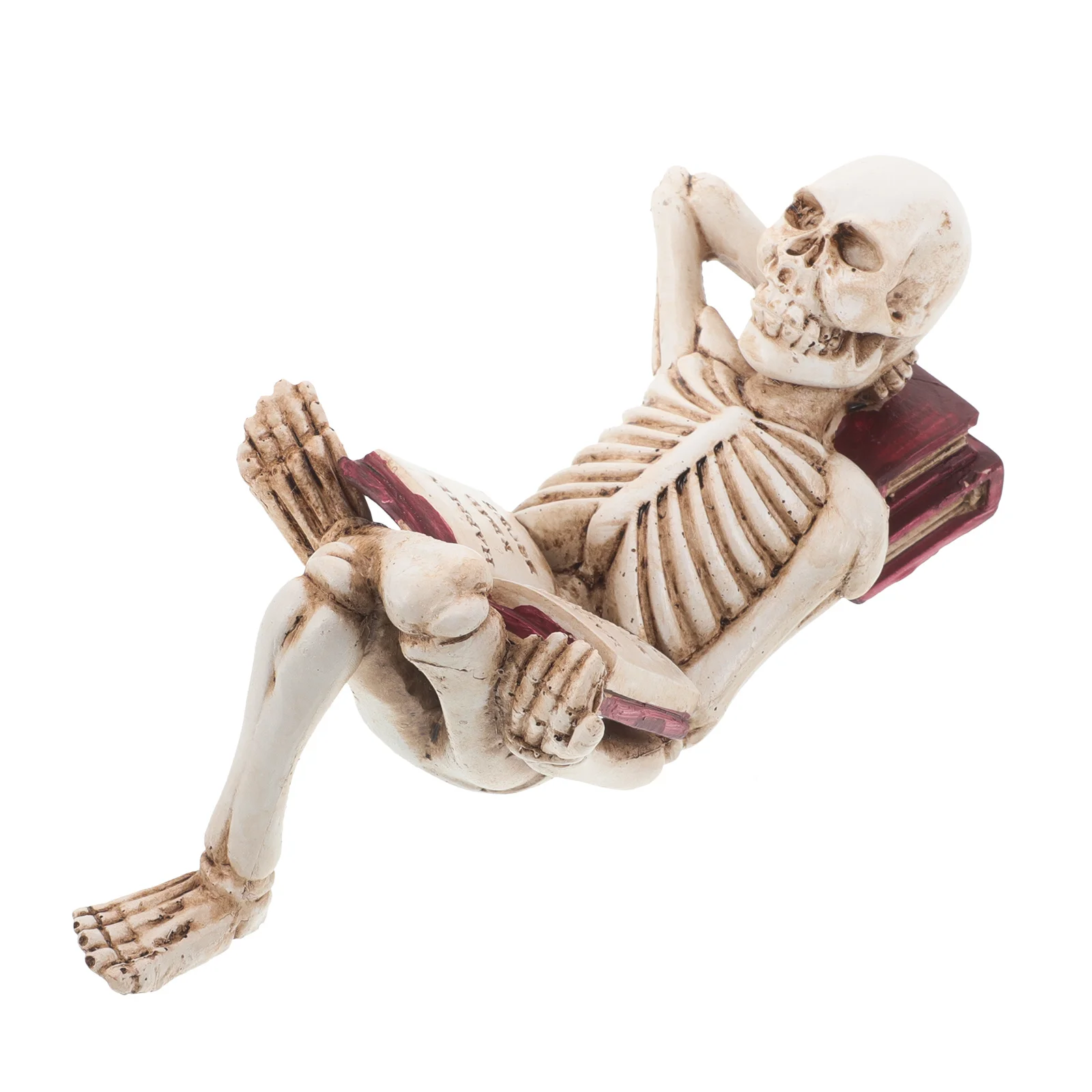 

Resin Reading Book Halloween Decoration Skull Statue Desktop Ornament Spooky Home Decor Horror Figurines