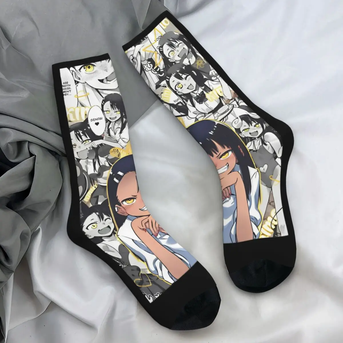Носки Nagatoro Hayase Ijiranaide Nagatoro-san, осенние чулки, забавные дышащие носки для взрослых и мужчин, дизайнерские противоскользящие носки для бега