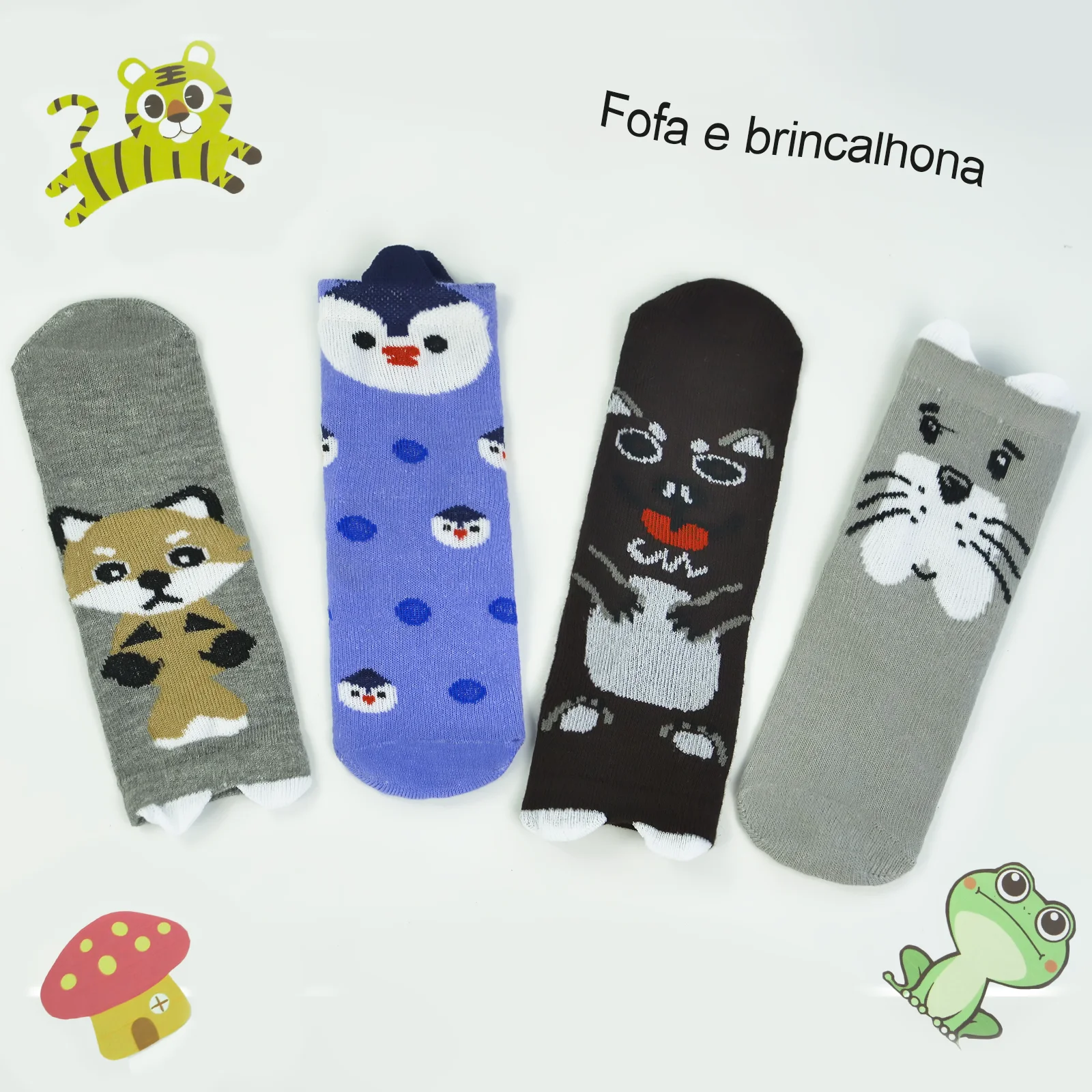 Free Shipping Kit 12 Pairing Socks Boy Medium Cano With Color and Varied Designs Ear Decor