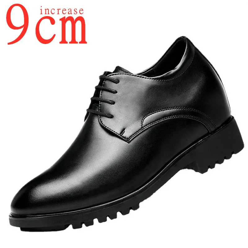 

Men Inner Increase Shoes 9cm Height Increasing Shoe Business Office Casual Elevator Formal Invisible Leather Shoes Wedding Shoes