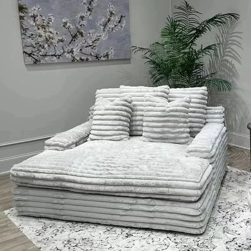 Lazy thick strip corduroy down cloud sofa wide sitting deep winter and summer removable and washable living room bedroom sofa