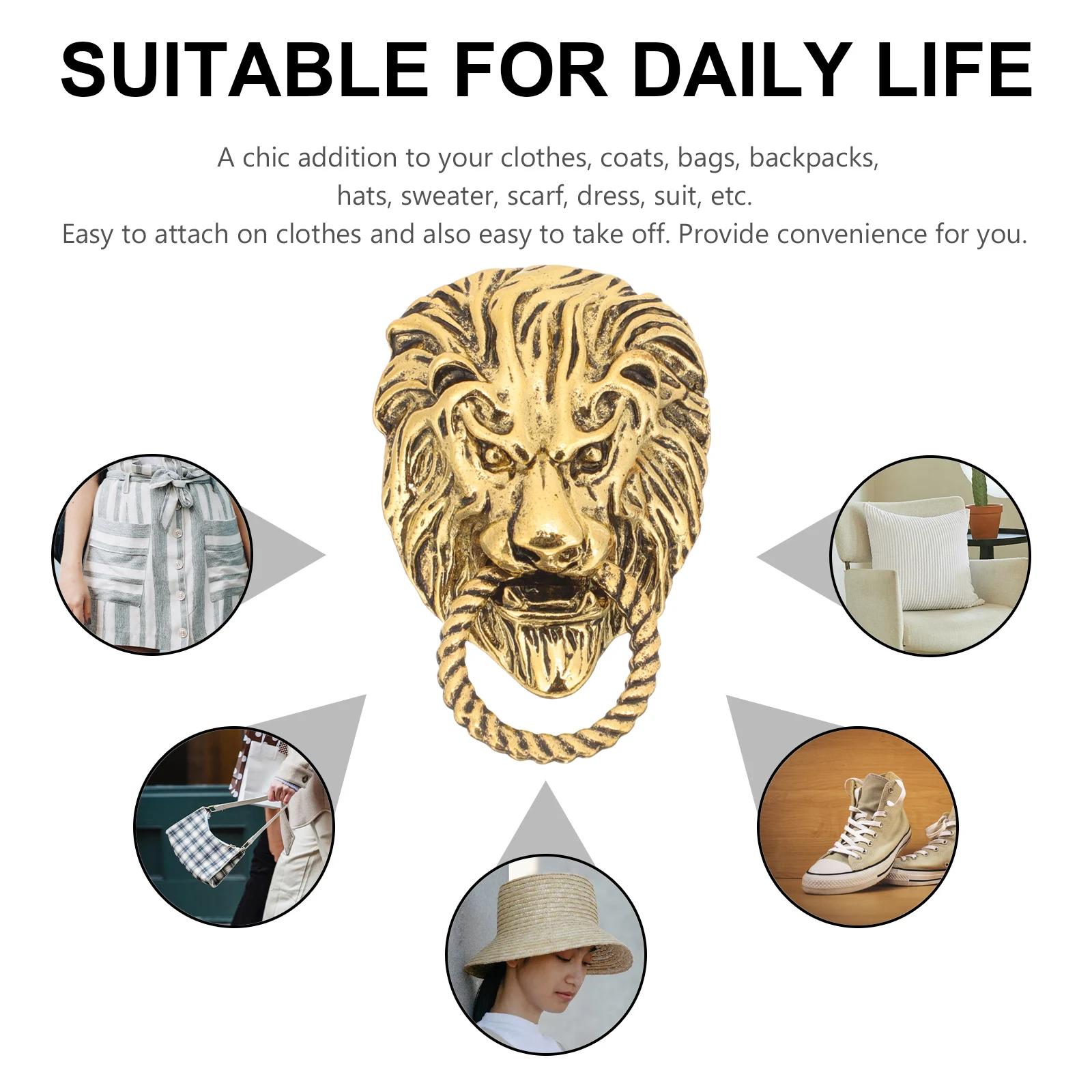 

Retro Lion Corsage Pins for Jackets Brooch Boutonniere Men Suit Lapel Decorative Animal Wedding Coat