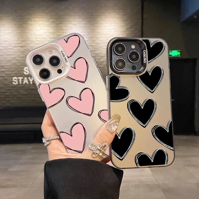 Big Black Love Heart Case for Huawei Honor 200 Pro 400 90 Lite 5G X6B X7B X9B X7A X8A X9A X9 Magic 7 Lite Play 60 Plus Cover