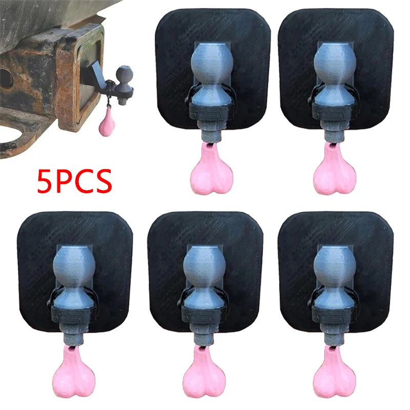 5PCS Funny Trailer Hitch Cover Trailer Hook Cover With Tiny Nuts 3D Tiny Hitch With Tiny Nuts For Square Receivers Novelty