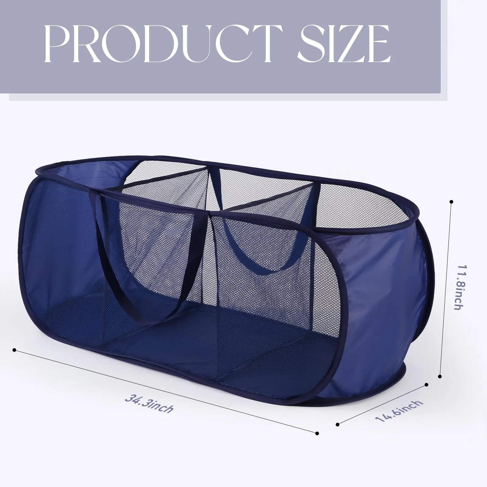 Durable Collapsible Laundry Baskets, Foldable Pop Up Laundry Hamper, Sturdy 3 Grids Handy Pocket Clothes Hampers for Dorm Travel