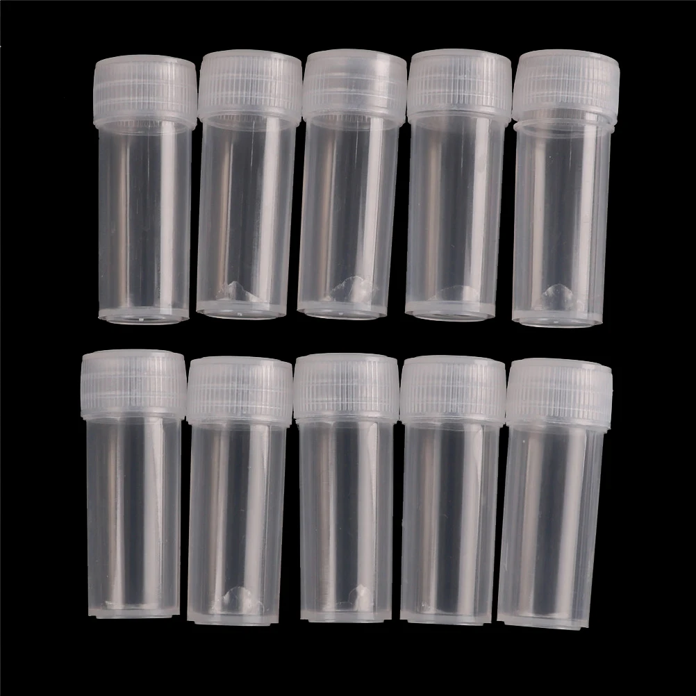 10pcs 5ml Plastic Sample Bottle Test Tube Mini Bottles Vials Storage Containers Translucent 14x42mm