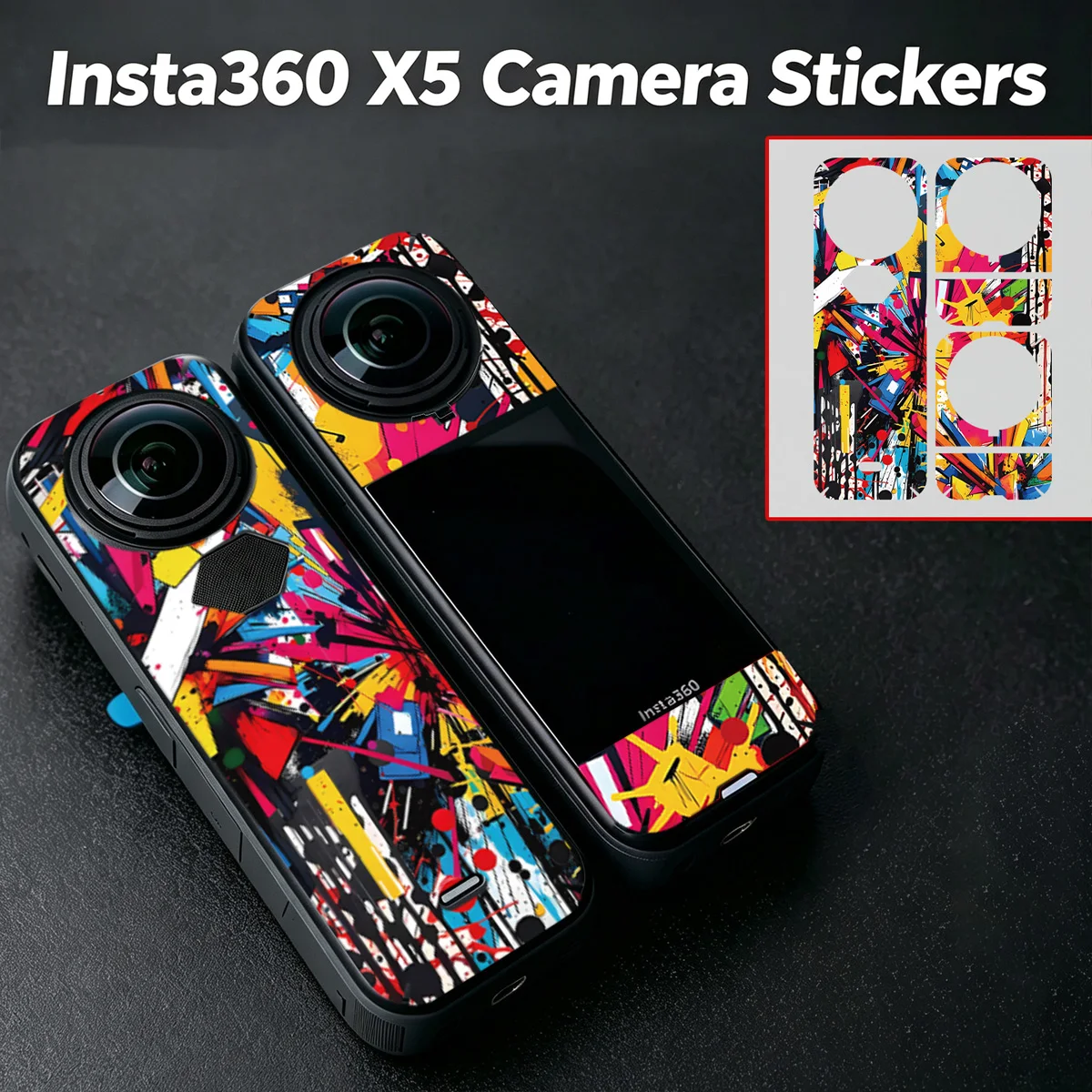 For Insta360 X5 Camera Graffiti Skin Decals Vinyl Waterproof UV Resistant Sticker Protective Decorative Accessories Stickers