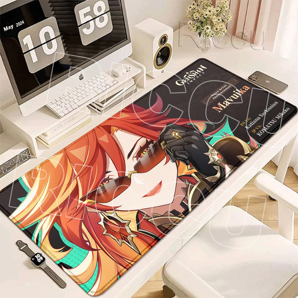 Genshin Impact Mavuika Mouse Pads Large Rubber Computer Keyboard Carpet Anti-slip Gamer Accessories Desk Mat Laptop PC LockEdge