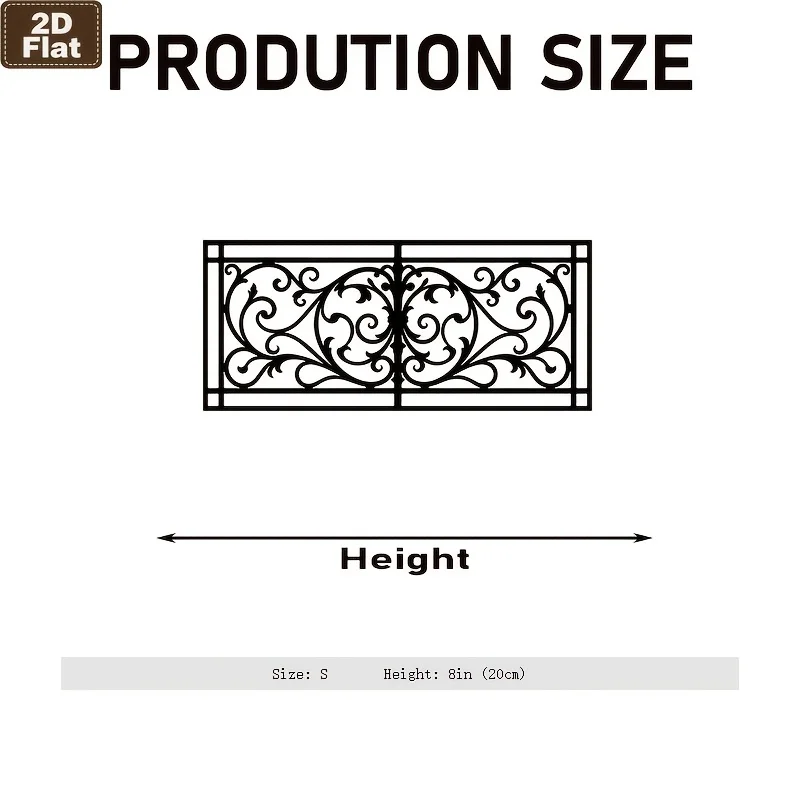 CIFBUY Wrought Iron Wall Decor Vintage Baroque Scroll Metal Art Panel Matte Black Laser Cut Hanging Ornament for Indoor Home Gar