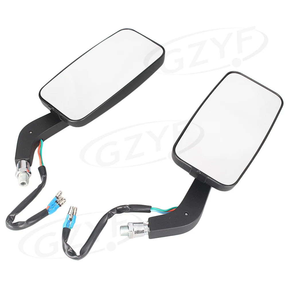 For Harley LED Rectangle Turn Signals Intergrated Rearview Racing Mirrors 10MM