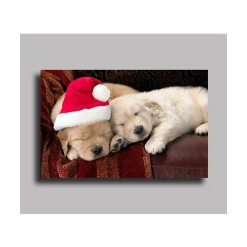 Table Canvas Christmas-Sleeping Puppy Dogs Table