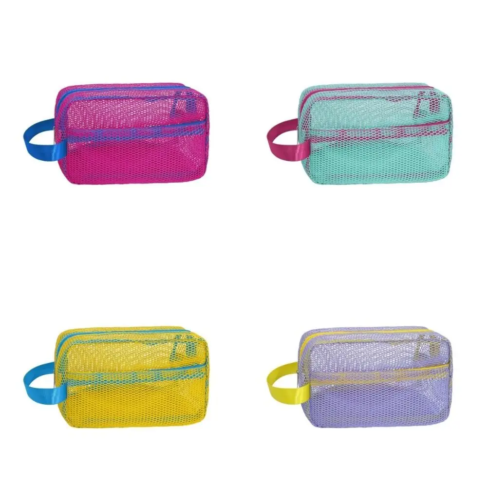 

Dopamine Candy Color Mesh Cosmetic Bag Large Capacity Internal Pocket Sundries Storage Bag with Zipper Transparent Storage Pouch