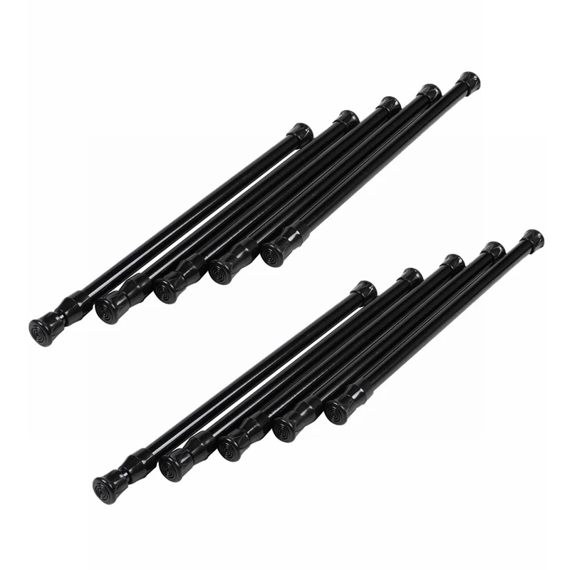 10 Pack Cupboard Bars Tensions Rod Spring Curtain Rod For DIY Projects, Extendable Width, 11.81 To 20 Inches (Black)