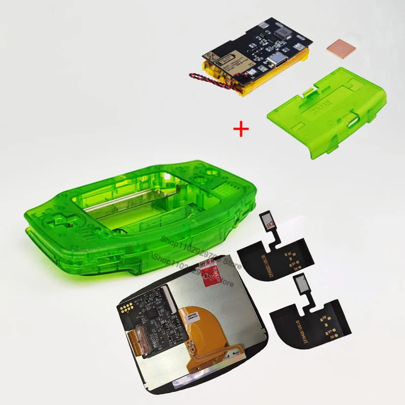 1800mAh Built-in Lithium Battery with Type C Charging Port Battery Cover for GBA with IPS V4 Pre Laminated Screen LCD Shell Kits