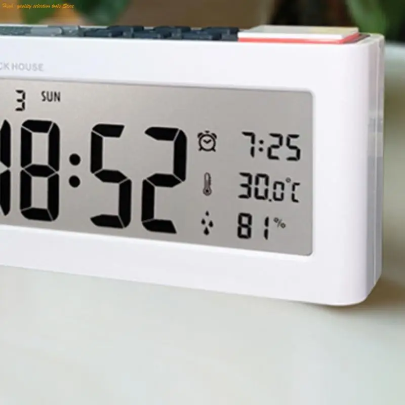 203F Desk Clock Digital Alarm Clock with Room Climate Display, Date Day Screen and Alarm Pause Lamp Access for Bedroom or Home