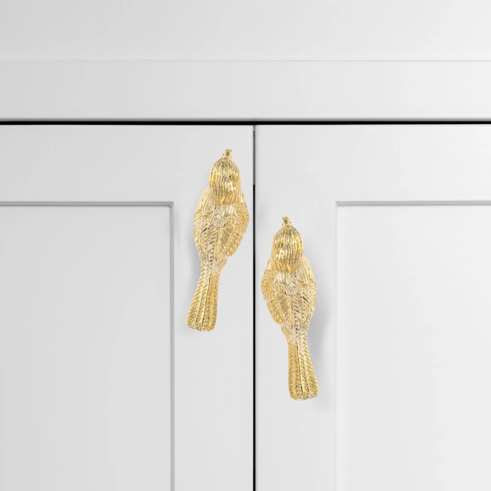 

Cabinet Knobs Golden Finish Durable Zinc Alloy Smooth Modern Design Easy Install For Kitchen Drawer Wardrobe Bird Shape