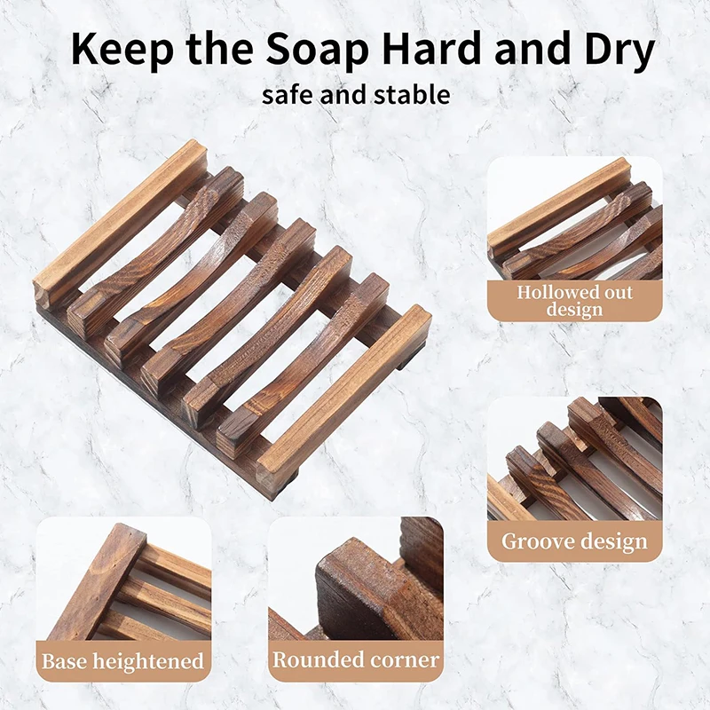 Wooden Soap Holder Prevent Mildew Drain Soap Tray Dishes Bath Soap Natural Bamboo Storage Rack Bathroom Washroom Supplies