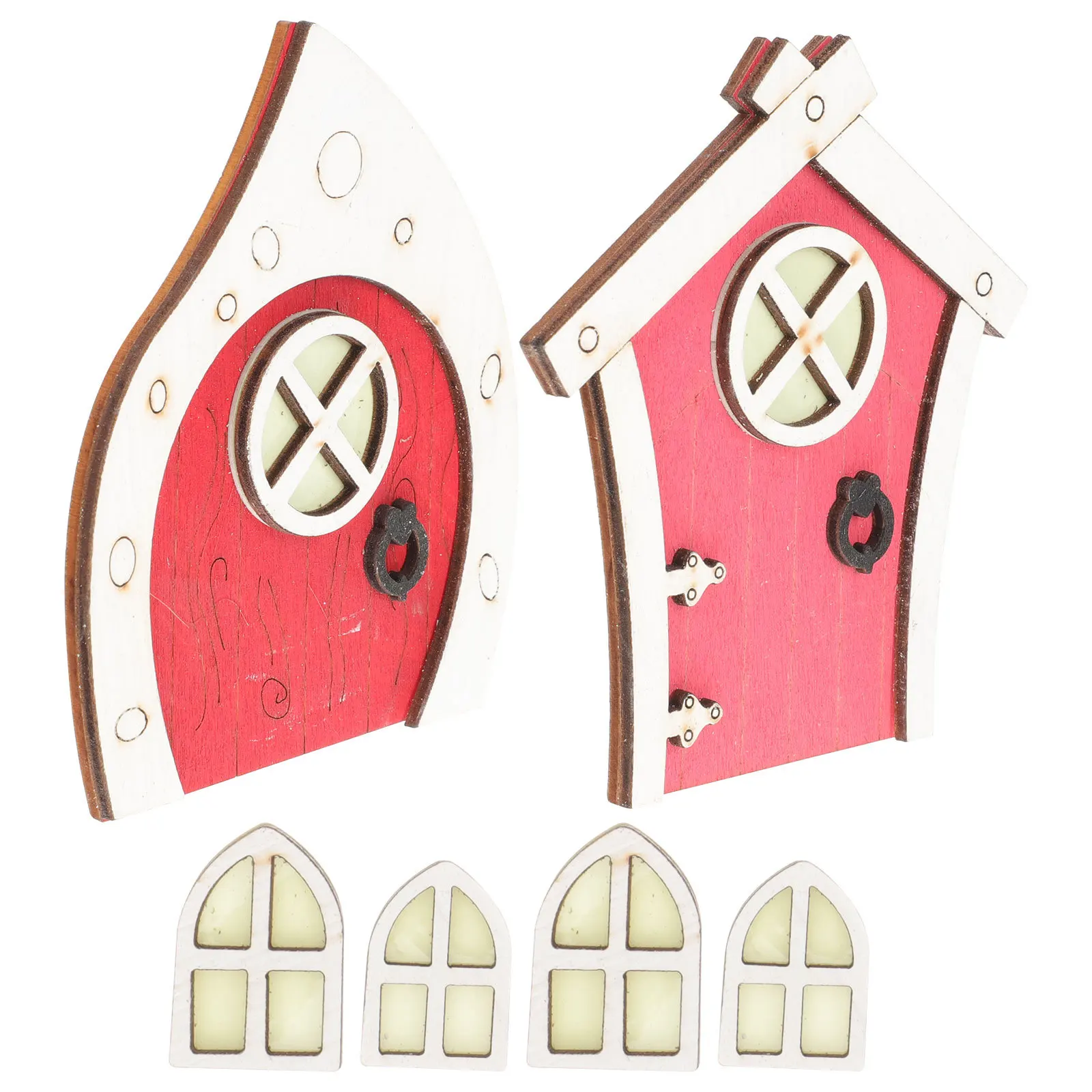 

1Set Wooden Fairy Door for Garden Tree Boxwood Miniature Decoration Fairy Tale Landscape Accessory