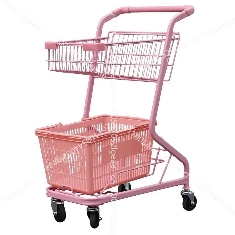 Supermarket shopping cart small trolley two-layer snack internet celebrity stall small convenience store KTV beer cart