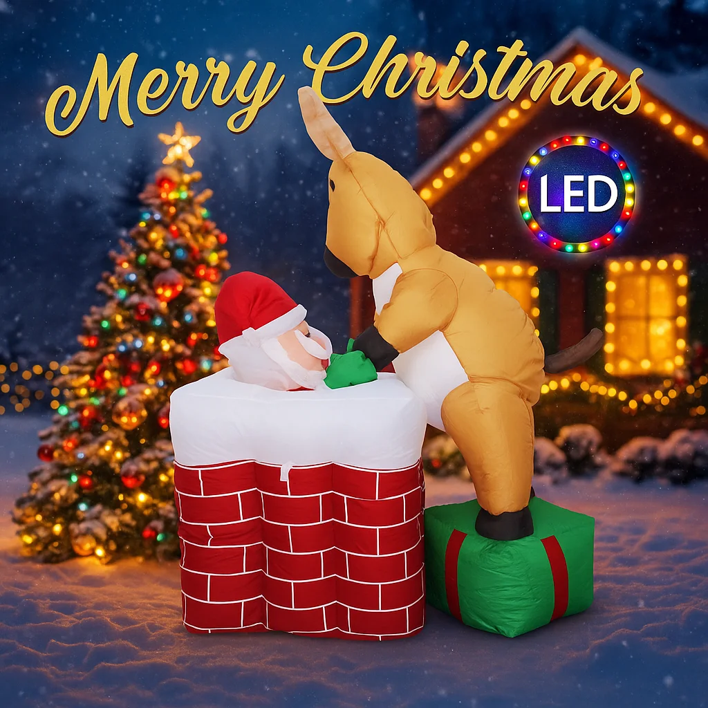 4.9FT ألعاب قابلة للنفخ LED سانتا الرنة مدخنة LED عيد الميلاد ديكور المنزل احتفالي زخرفة هدايا عيد الميلاد زينة ساحة عيد الميلاد