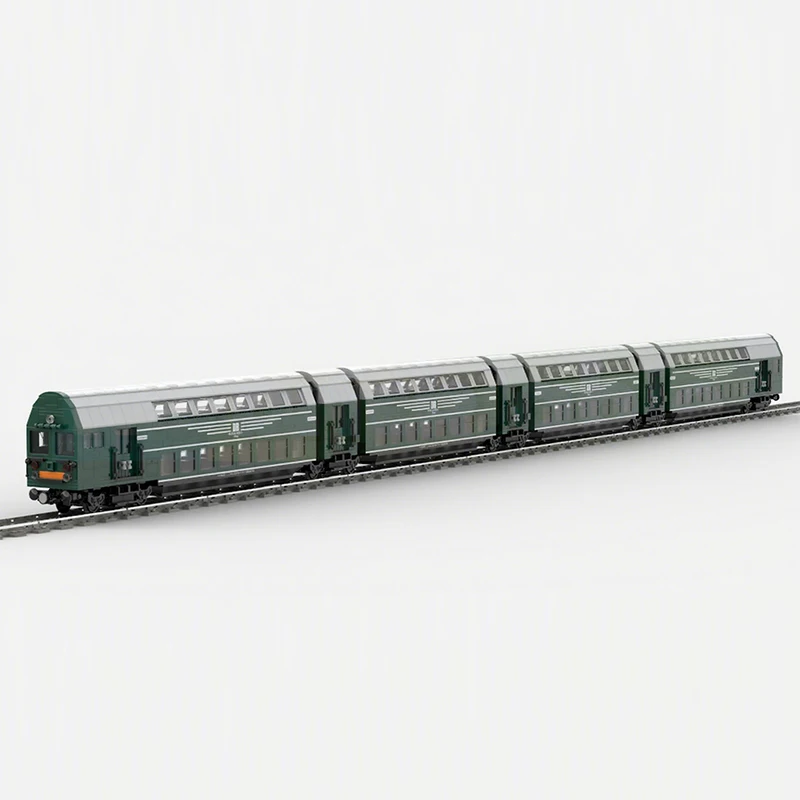 qwer City Car Model MOC Building Bricks German Railway Double Decker Train Modular Technology Gift Holiday Assemble Children Toy