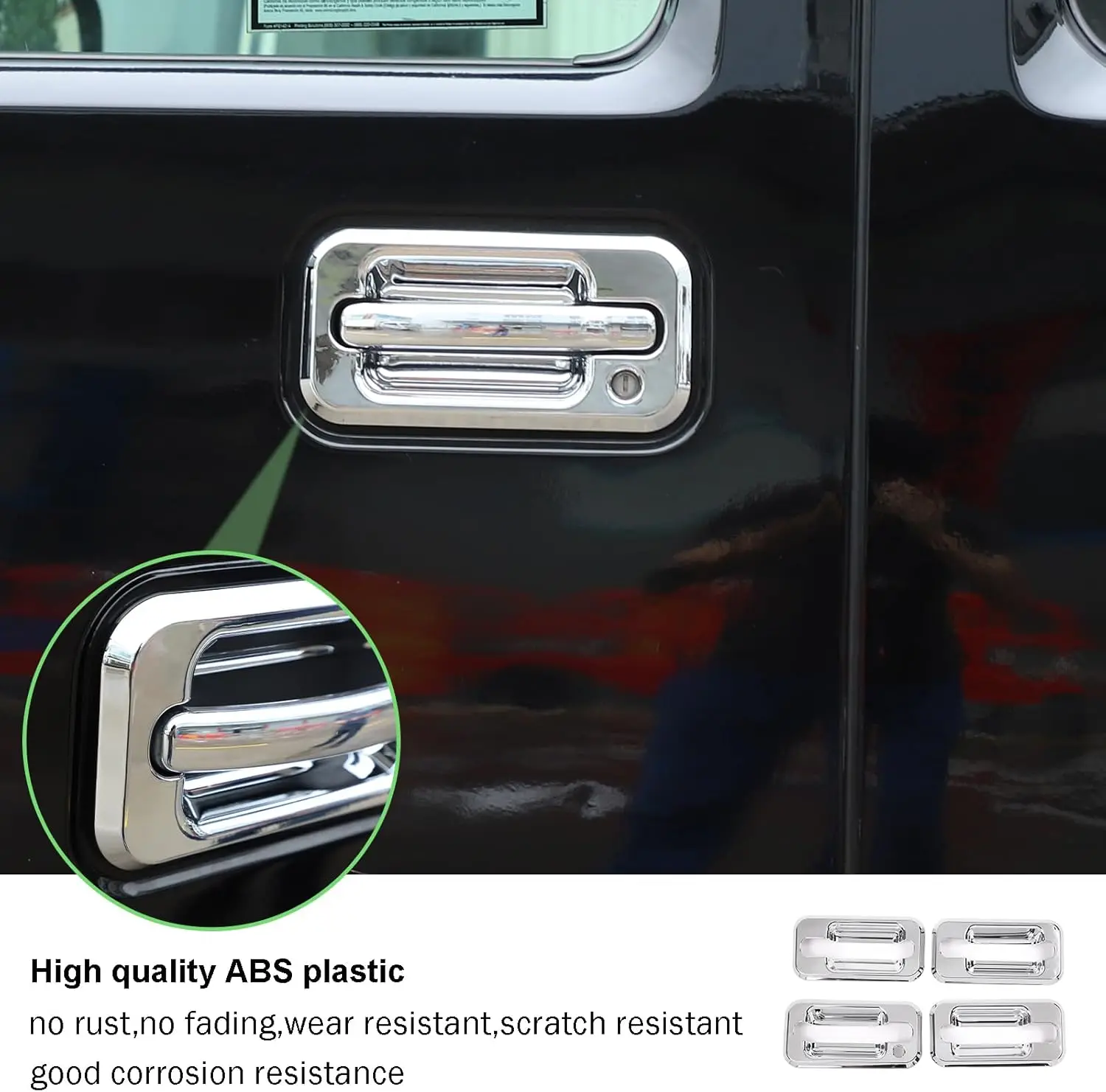 

4PCS ABS Black Door Handle Bowl Cover Trim For Hummer H2 2003-2009,Exterior Door Wrist Protector Decoration Frame Accessories